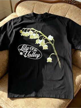 Lily of the valley retro-style aesthetic pattern unisex white T-shirt